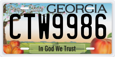 GA license plate CTW9986