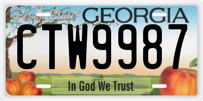 GA license plate CTW9987