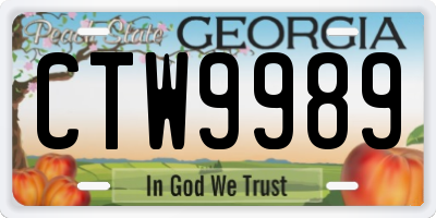 GA license plate CTW9989