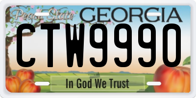 GA license plate CTW9990