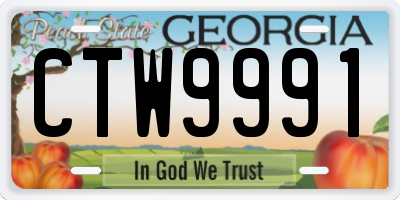 GA license plate CTW9991