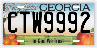 GA license plate CTW9992