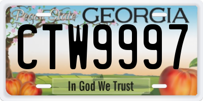 GA license plate CTW9997