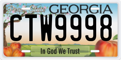 GA license plate CTW9998