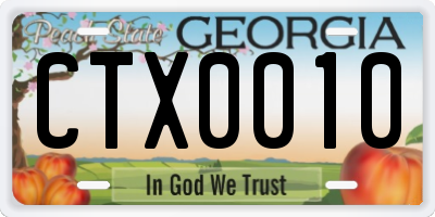 GA license plate CTX0010