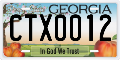 GA license plate CTX0012