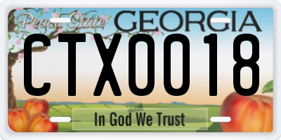 GA license plate CTX0018
