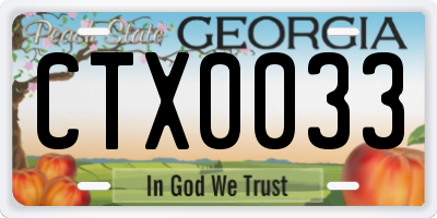 GA license plate CTX0033