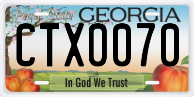 GA license plate CTX0070