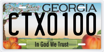GA license plate CTX0100