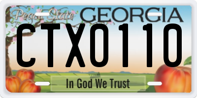GA license plate CTX0110