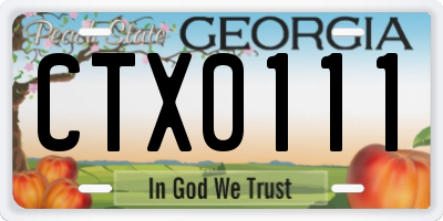 GA license plate CTX0111