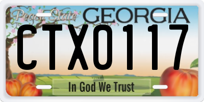 GA license plate CTX0117