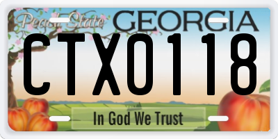 GA license plate CTX0118