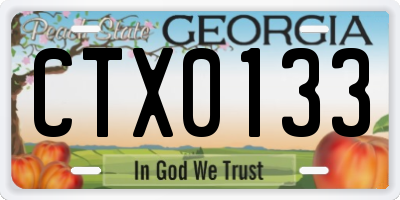 GA license plate CTX0133