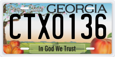 GA license plate CTX0136