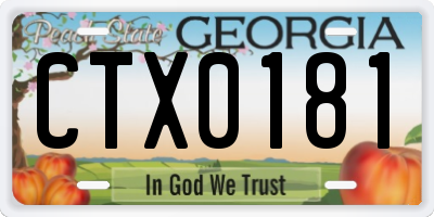 GA license plate CTX0181