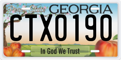 GA license plate CTX0190