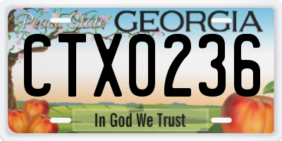 GA license plate CTX0236