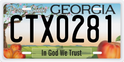 GA license plate CTX0281