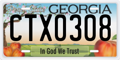 GA license plate CTX0308