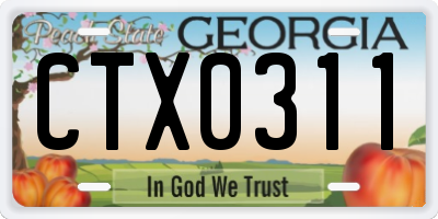 GA license plate CTX0311