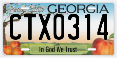 GA license plate CTX0314