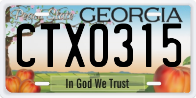 GA license plate CTX0315