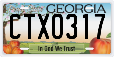 GA license plate CTX0317