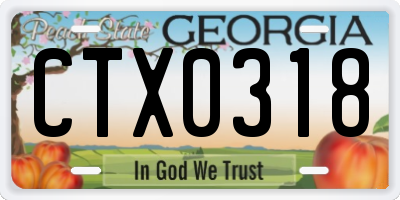 GA license plate CTX0318