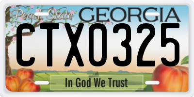 GA license plate CTX0325