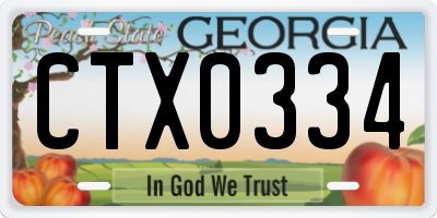 GA license plate CTX0334
