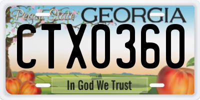 GA license plate CTX0360