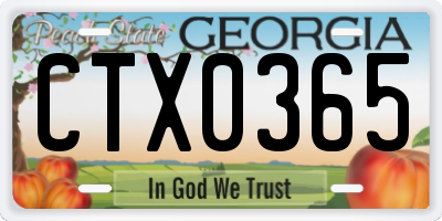 GA license plate CTX0365