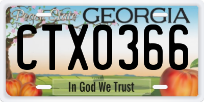 GA license plate CTX0366