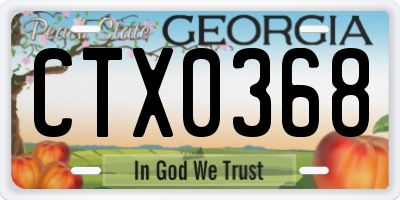 GA license plate CTX0368