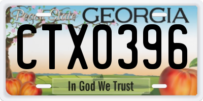 GA license plate CTX0396