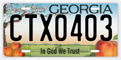 GA license plate CTX0403