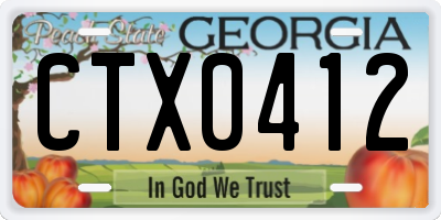 GA license plate CTX0412