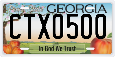 GA license plate CTX0500