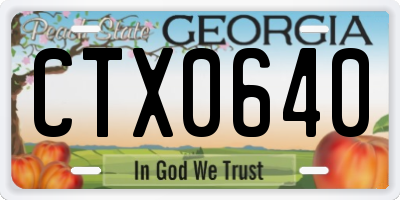 GA license plate CTX0640