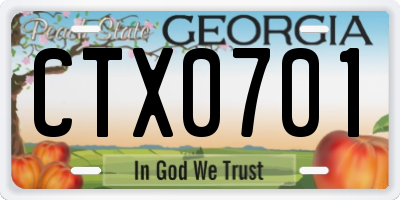 GA license plate CTX0701