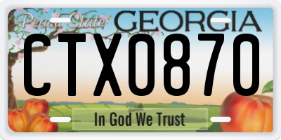 GA license plate CTX0870