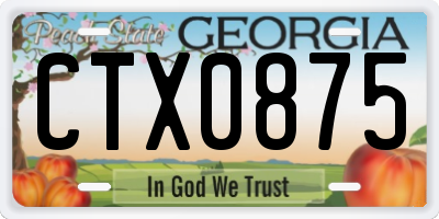 GA license plate CTX0875