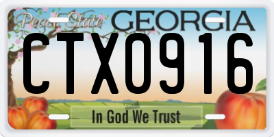 GA license plate CTX0916