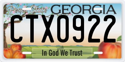GA license plate CTX0922