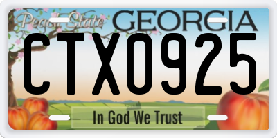 GA license plate CTX0925