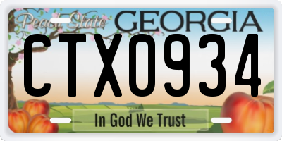 GA license plate CTX0934