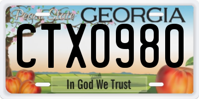 GA license plate CTX0980