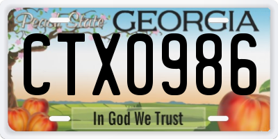 GA license plate CTX0986